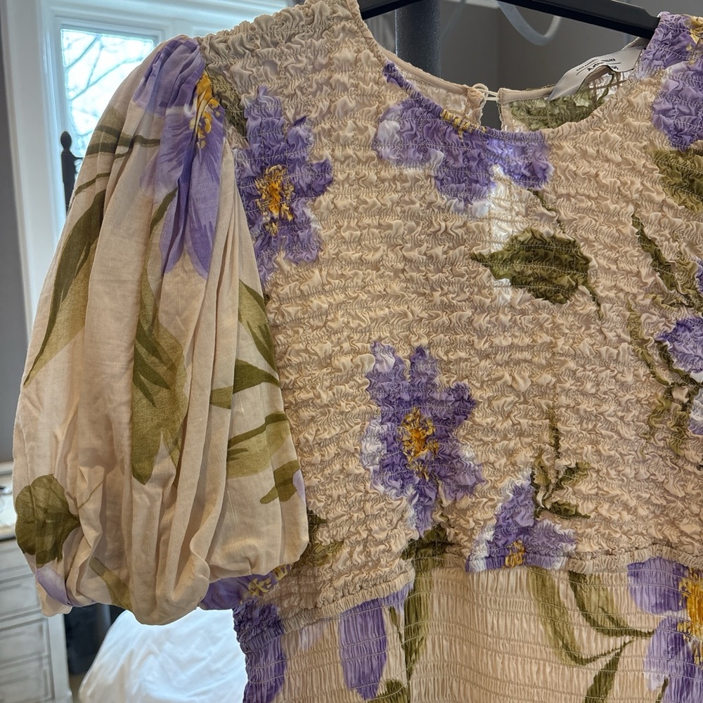 & Other Stories Cream and Purple Floral Maxi Dress